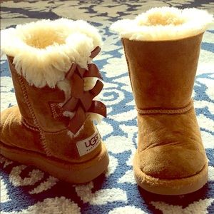 Ugg tan with lace up ribbon in back